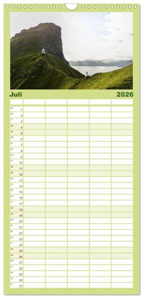 Produktbild: Familienplaner 2026 - F&auml;r&ouml;er - Die wundersch&ouml;nen Inseln im Norden. mit 5 Spalten (Wandkalender, 21 x 45 cm) CALVENDO