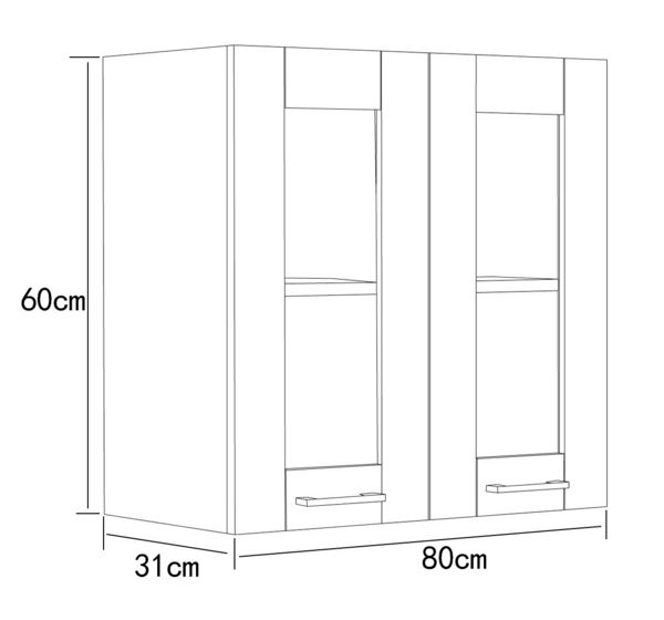 Produktbild: K&uuml;chenschrank B. 80 cm H&auml;ngeschrank K&uuml;che Colura