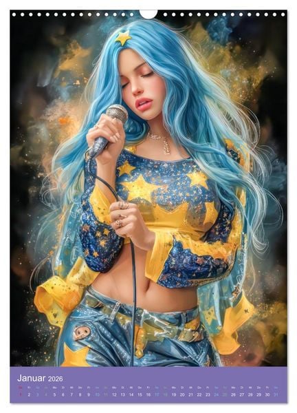 Produktbild: Popstars - Inspiriert vom Mangastil (Wandkalender 2026 DIN A3 hoch), CALVENDO Monatskalender