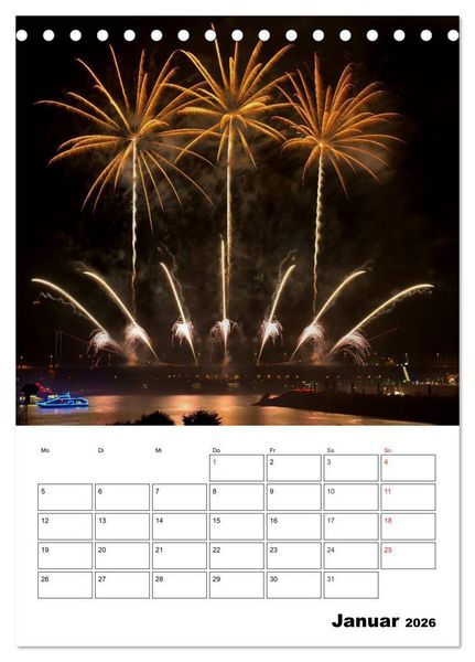 Produktbild: Feuerwerke Terminplaner (Tischkalender 2026 DIN A5 hoch), CALVENDO Monatskalender