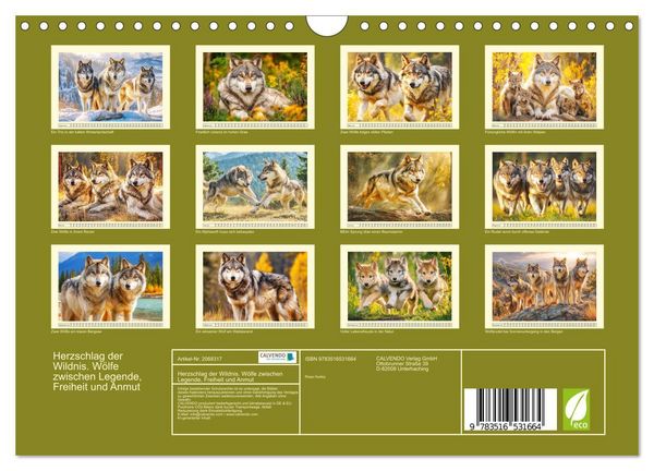 Produktbild: Herzschlag der Wildnis. W&ouml;lfe zwischen Legende, Freiheit und Anmut (Wandkalender 2026 DIN A4 quer), CALVENDO Monatskalender