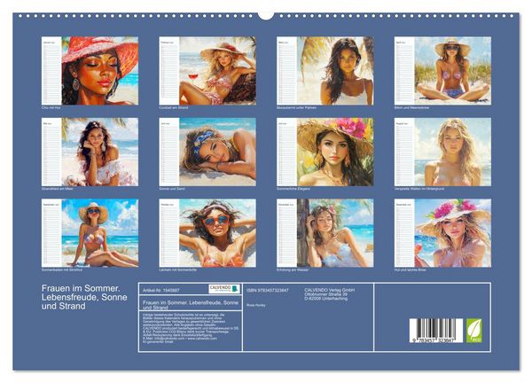 Produktbild: Frauen im Sommer. Lebensfreude, Sonne und Strand (hochwertiger Premium Wandkalender 2026 DIN A2 quer), Kunstdruck in Hochglanz