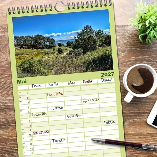 Produktbild: Familienplaner 2027 - Das idyllische Usedom mit 5 Spalten (Wandkalender, 21 x 45 cm) CALVENDO