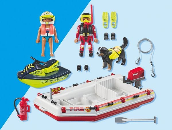 Produktbild: PLAYMOBIL 71464 Feuerwehrboot mit Aqua Scooter