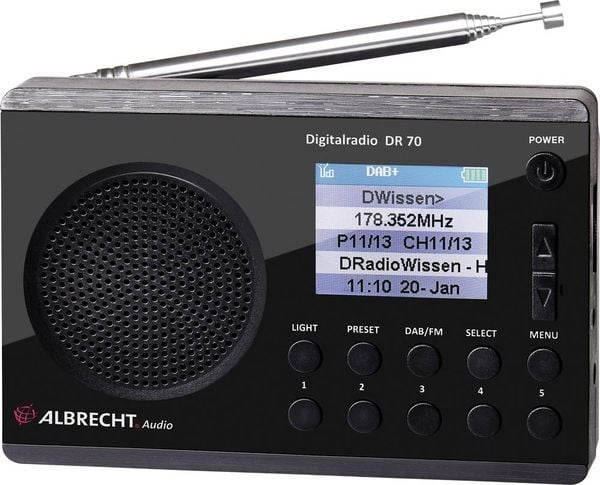 Albrecht DR 70 Kofferradio DAB+, UKW Taschenlampe Schwarz