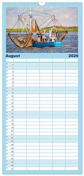 Produktbild: Familienplaner 2026 - Maritime Augenblicke - Fischkutter mit 5 Spalten (Wandkalender, 21 x 45 cm) CALVENDO