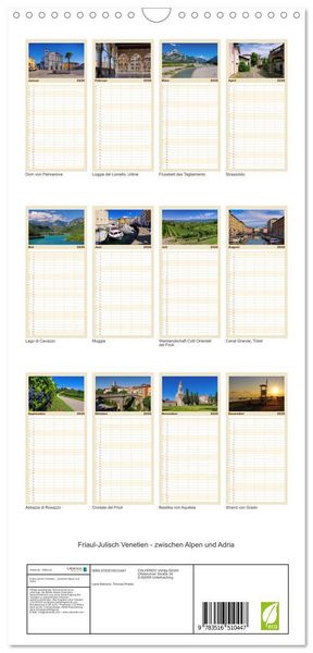 Produktbild: Familienplaner 2026 - Friaul-Julisch Venetien - zwischen Alpen und Adria mit 5 Spalten (Wandkalender, 21 x 45 cm) CALVENDO