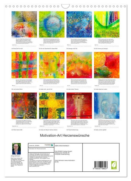 Produktbild: Motivation-Art Herzensw&uuml;nsche (Wandkalender 2026 DIN A3 hoch), CALVENDO Monatskalender