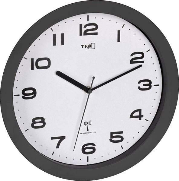 Produktbild: TFA Dostmann 60.3554.10 Funk Wanduhr 50mm x 320mm Anthrazit Leisegang-Uhrwerk