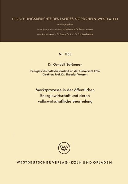 Produktbild: Marktprozesse in der &ouml;ffentlichen Energiewirtschaft und deren volkswirtschaftliche Beurteilung