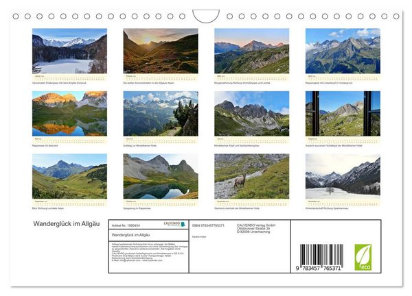Produktbild: Wandergl&uuml;ck im Allg&auml;u (Wandkalender 2026 DIN A4 quer), CALVENDO Monatskalender