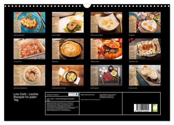 Produktbild: Low Carb - Leichte Rezepte f&uuml;r jeden Tag (Wandkalender 2026 DIN A3 quer), CALVENDO Monatskalender