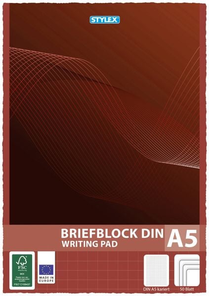 Stylex Briefblock, DIN A5, 50 Blatt, kariert
