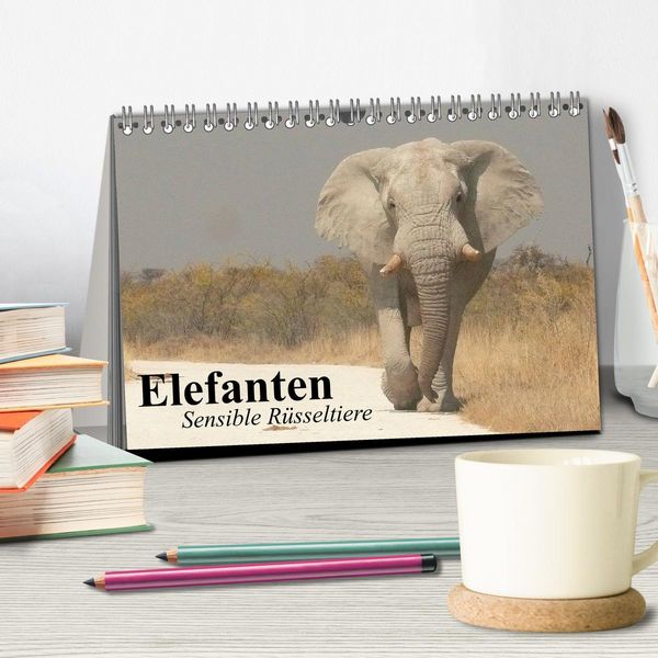 Produktbild: Elefanten. Sensible R&uuml;sseltiere (Tischkalender 2026 DIN A5 quer), CALVENDO Monatskalender