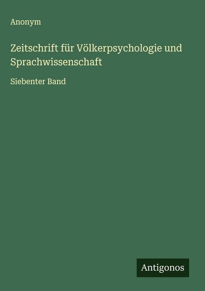 Produktbild: Zeitschrift f&uuml;r V&ouml;lkerpsychologie und Sprachwissenschaft
