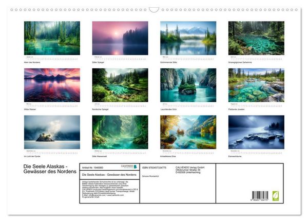 Produktbild: Die Seele Alaskas - Gew&auml;sser des Nordens (Wandkalender 2026 DIN A2 quer), CALVENDO Monatskalender