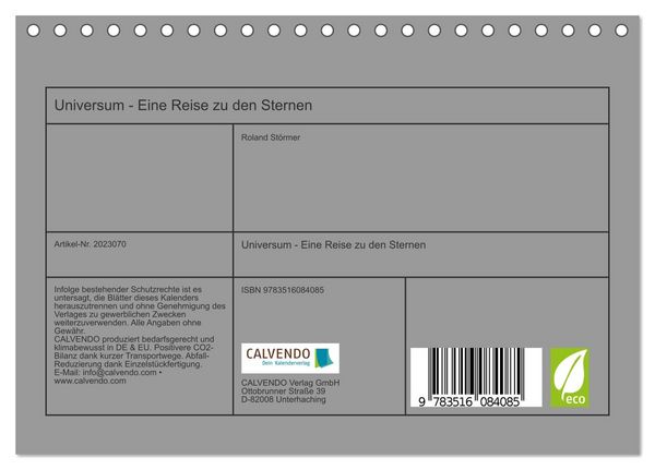 Produktbild: Universum - Eine Reise zu den Sternen (Tischkalender 2026 DIN A5 quer), CALVENDO Monatskalender