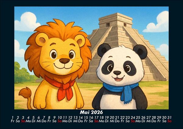 Produktbild: Buschi und Pippin - Reise zu den Weltwundern 2026 Fotokalender DIN A5
