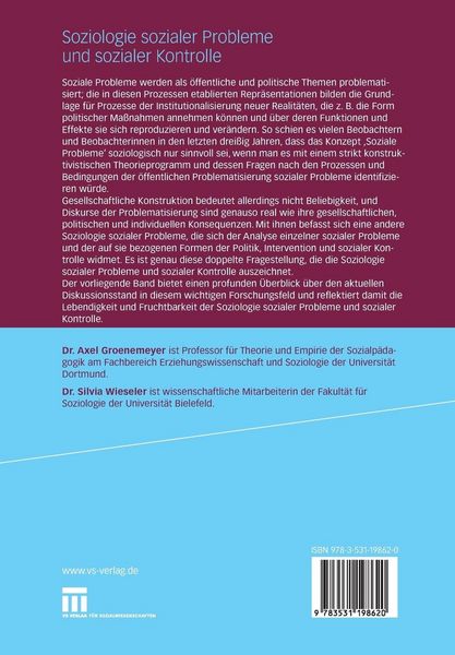 Produktbild: Soziologie sozialer Probleme und sozialer Kontrolle
