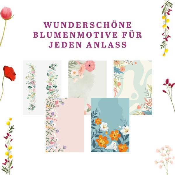 Produktbild: Design Paper A6 Sag's mit Blumen. Mit Handlettering-Grundkurs