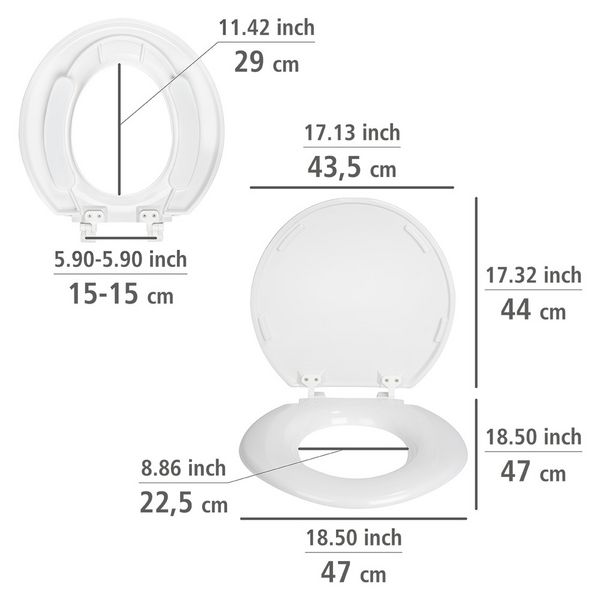 Produktbild: WC-Sitz Mod. Torino XXL, aus antibakteriellem Duroplast, belastbar bis 300 kg