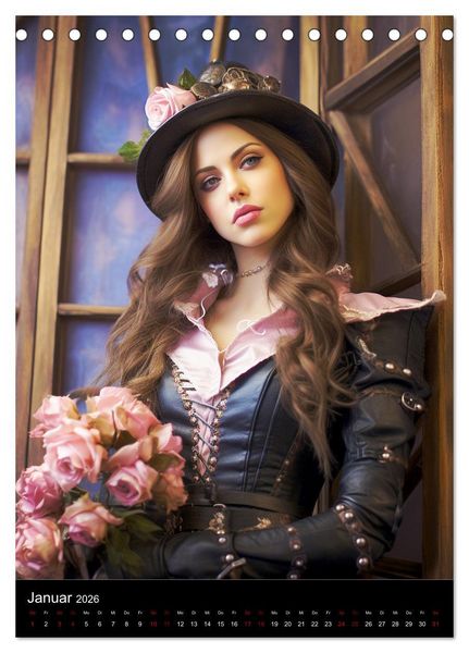 Produktbild: Steampunk. Faszinierend sch&ouml;ne Frauenportraits (Tischkalender 2026 DIN A5 hoch), CALVENDO Monatskalender
