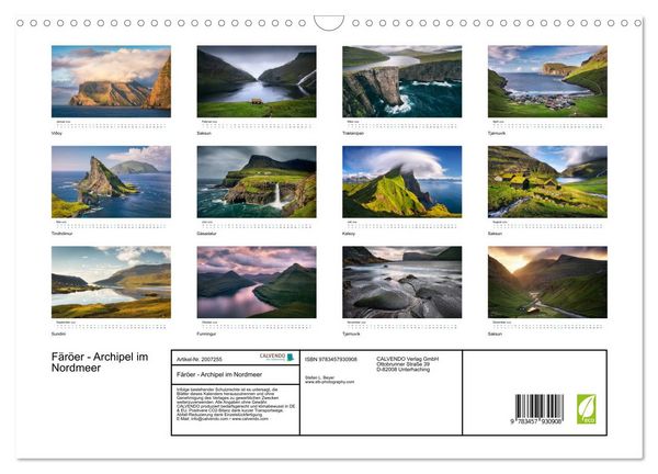 Produktbild: F&auml;r&ouml;er - Archipel im Nordmeer (Wandkalender 2026 DIN A3 quer), CALVENDO Monatskalender