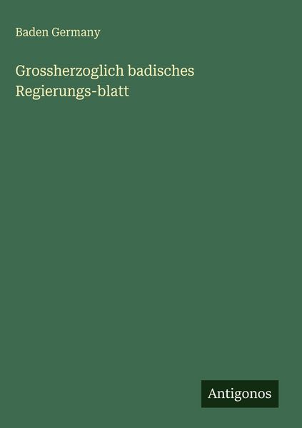Produktbild: Grossherzoglich badisches Regierungs-blatt