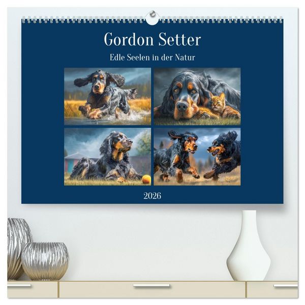 Produktbild: Gordon Setter. Edle Seelen in der Natur (hochwertiger Premium Wandkalender 2026 DIN A2 quer), Kunstdruck in Hochglanz