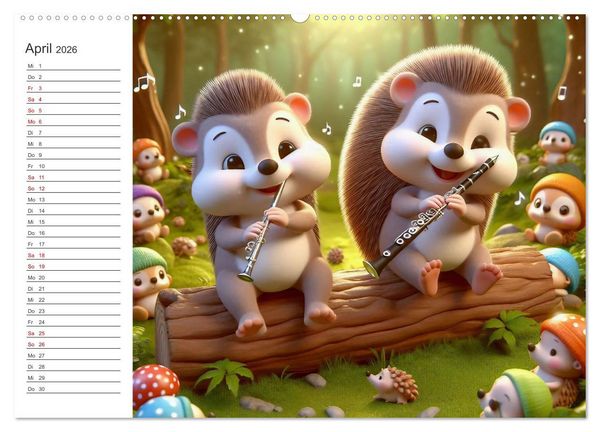 Produktbild: Musikalische Waldtiere (hochwertiger Premium Wandkalender 2026 DIN A2 quer), Kunstdruck in Hochglanz