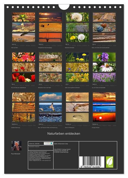Produktbild: Naturfarben entdecken (Wandkalender 2026 DIN A4 hoch), CALVENDO Monatskalender
