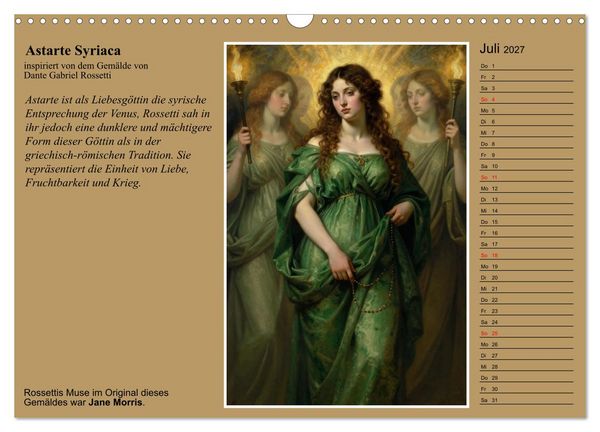 Produktbild: Rossettis Musen, neue Bilder zu symbolistischen Traumwelten (Wandkalender 2027 DIN A3 quer), CALVENDO Monatskalender
