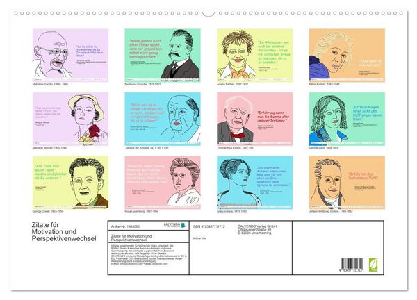 Produktbild: Zitate f&uuml;r Motivation und Perspektivenwechsel (Wandkalender 2026 DIN A2 quer), CALVENDO Monatskalender