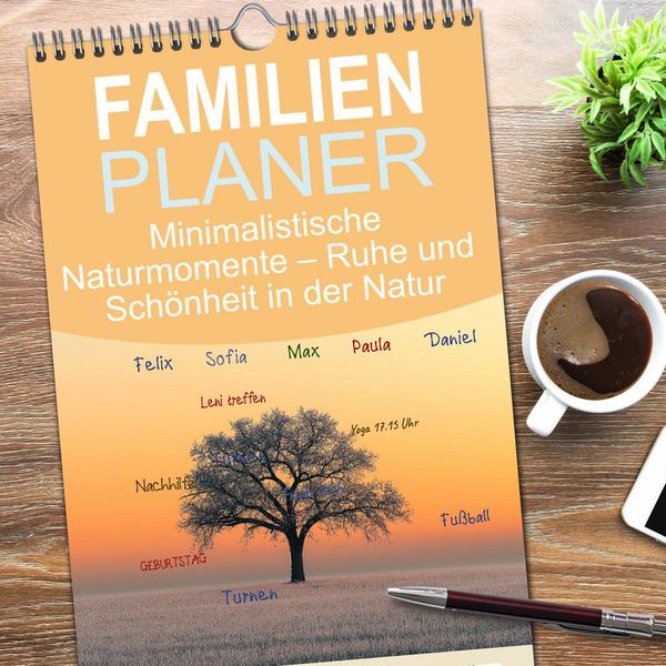 Produktbild: Familienplaner 2026 - Minimalistische Naturmomente &ndash; Ruhe und Sch&ouml;nheit in der Natur mit 5 Spalten (Wandkalender, 21 x 45 cm) CALVENDO