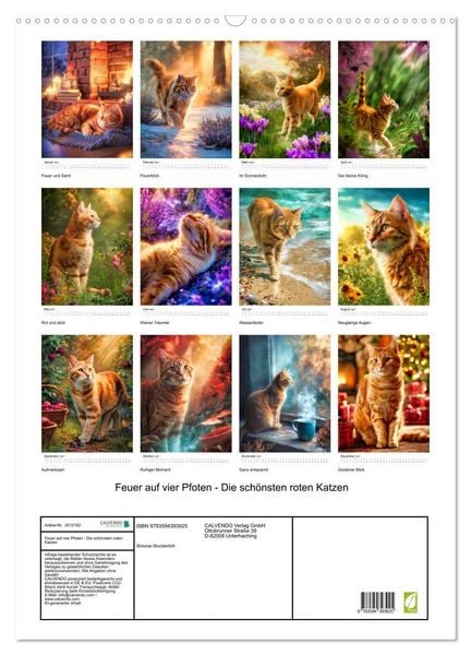 Produktbild: Feuer auf vier Pfoten - Die sch&ouml;nsten roten Katzen (Wandkalender 2027 DIN A2 hoch), CALVENDO Monatskalender