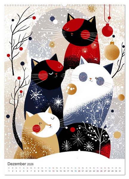 Produktbild: Kunterbunte Katzenbande (hochwertiger Premium Wandkalender 2026 DIN A2 hoch), Kunstdruck in Hochglanz