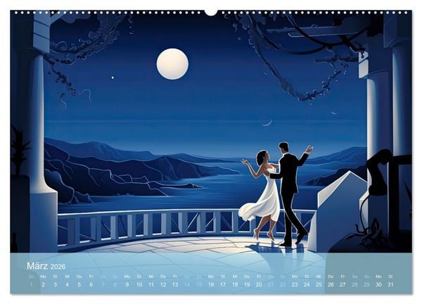 Produktbild: Santorini, Griechenland -Romatische Abendstimmung- (hochwertiger Premium Wandkalender 2026 DIN A2 quer), Kunstdruck in Hochglanz