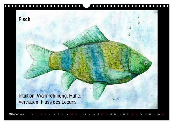 Produktbild: Krafttiere in Aquarell (Wandkalender 2026 DIN A3 quer), CALVENDO Monatskalender