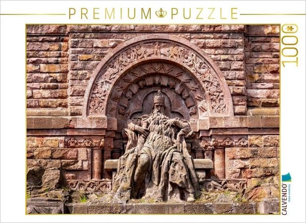 CALVENDO Puzzle Sandsteinstatue Kaiser Friedrich I - Barbarossa im Kyffhäuserdenkmal | 1000 Teile Lege-Größe 64x48cm Foto-Puzzle für glückliche Stunden