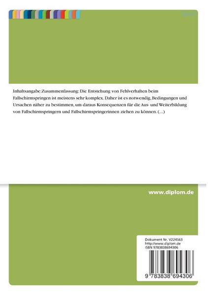 Produktbild: Entwicklung eines Sicherheitstrainings zur Unfallminimierung beim Fallschirmspringen