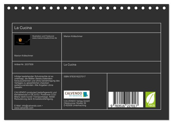 Produktbild: La Cucina (Tischkalender 2026 DIN A5 quer), CALVENDO Monatskalender