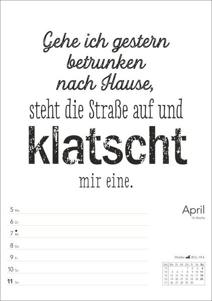 Produktbild: Typo-Spr&uuml;che-Kalender s/w Wochenplaner 2027 - mit 53 witzigen Spr&uuml;chen