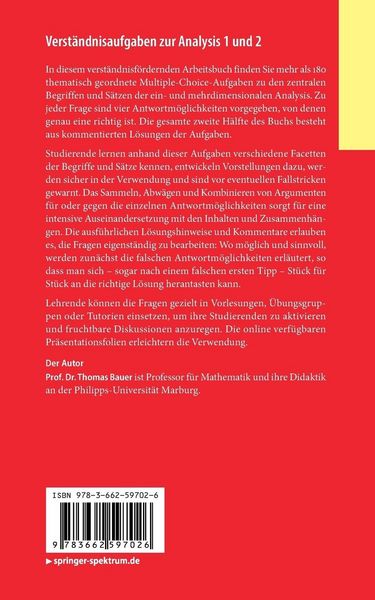 Produktbild: Verst&auml;ndnisaufgaben zur Analysis 1 und 2