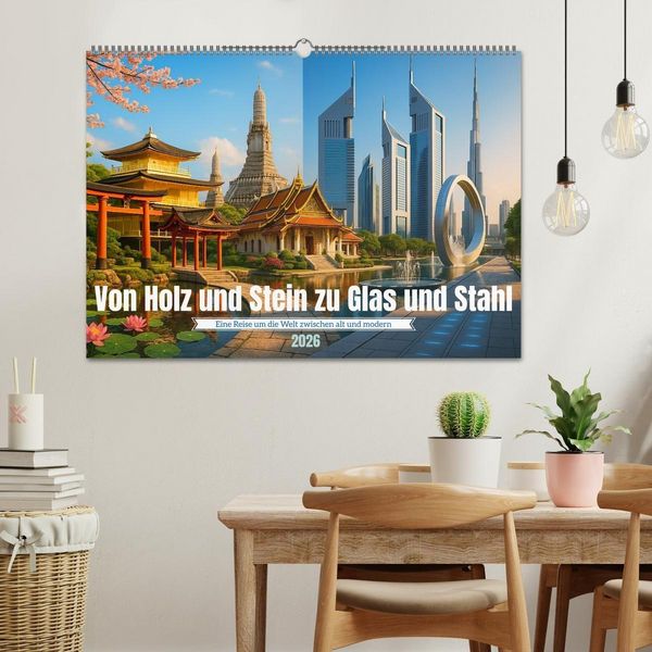 Produktbild: Von Holz und Stein zu Glas und Stahl (Wandkalender 2026 DIN A2 quer), CALVENDO Monatskalender