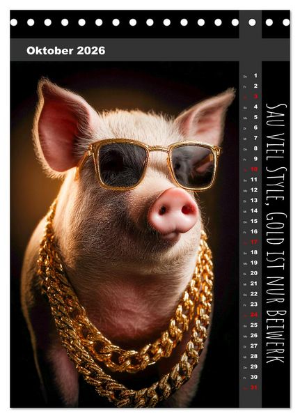 Produktbild: Coole Sau - Lustiger Spr&uuml;che Kalender mit witzigen Schweinchen (Tischkalender 2026 DIN A5 hoch), CALVENDO Monatskalender