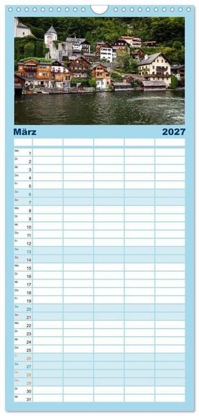 Produktbild: Familienplaner 2027 - Hallstatt und der Hallst&auml;tter See mit 5 Spalten (Wandkalender, 21 x 45 cm) CALVENDO