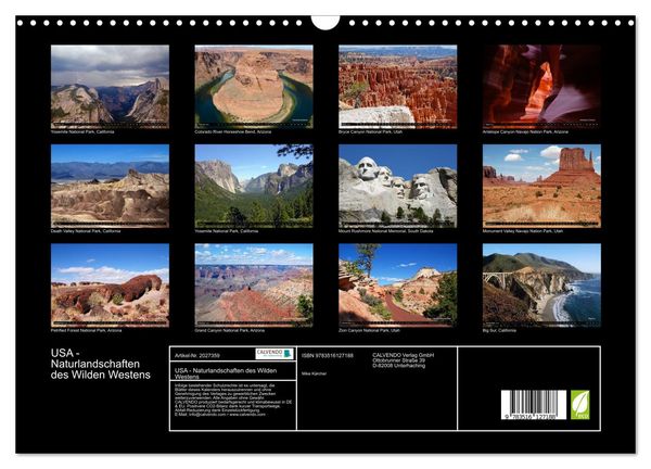 Produktbild: USA - Naturlandschaften des Wilden Westens (Wandkalender 2026 DIN A3 quer), CALVENDO Monatskalender