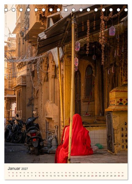 Produktbild: Stra&szlig;enleben in Rajasthan (Tischkalender 2027 DIN A5 hoch), CALVENDO Monatskalender