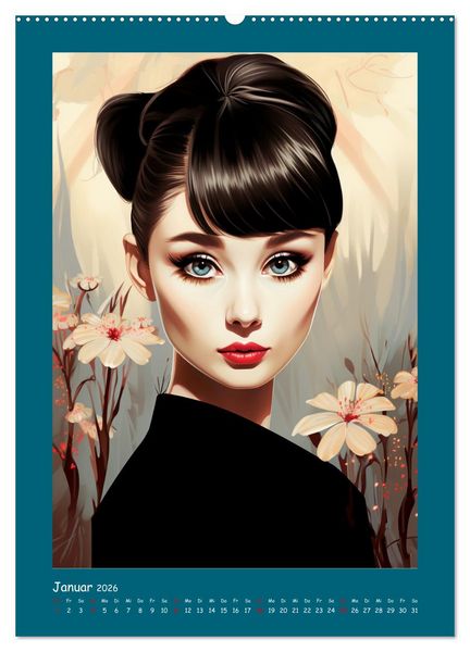 Produktbild: Glanz der Filmdiven. Art Nouveau Paintings im Poster-Stil (hochwertiger Premium Wandkalender 2026 DIN A2 hoch), Kunstdruck in Hochglanz
