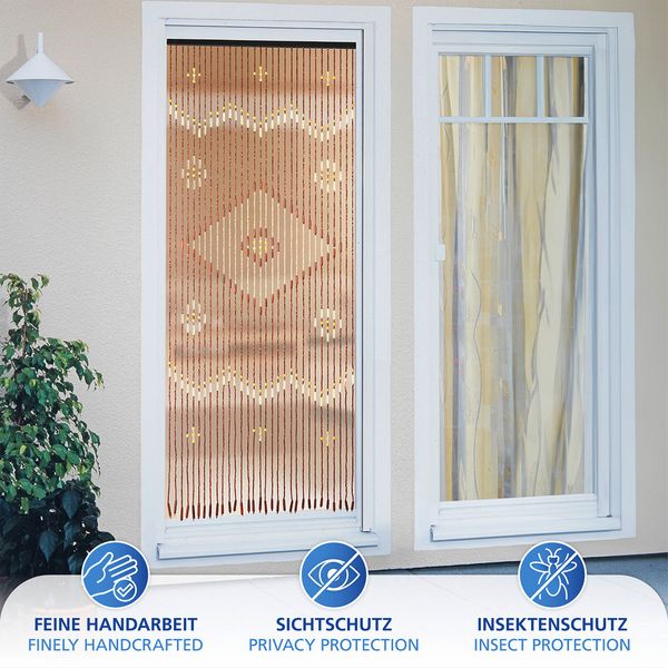 Produktbild: Bambusvorhang Rhombus, mehrfarbig, holz, 90x200 cm, 31 Str&auml;nge aus Ahornholz